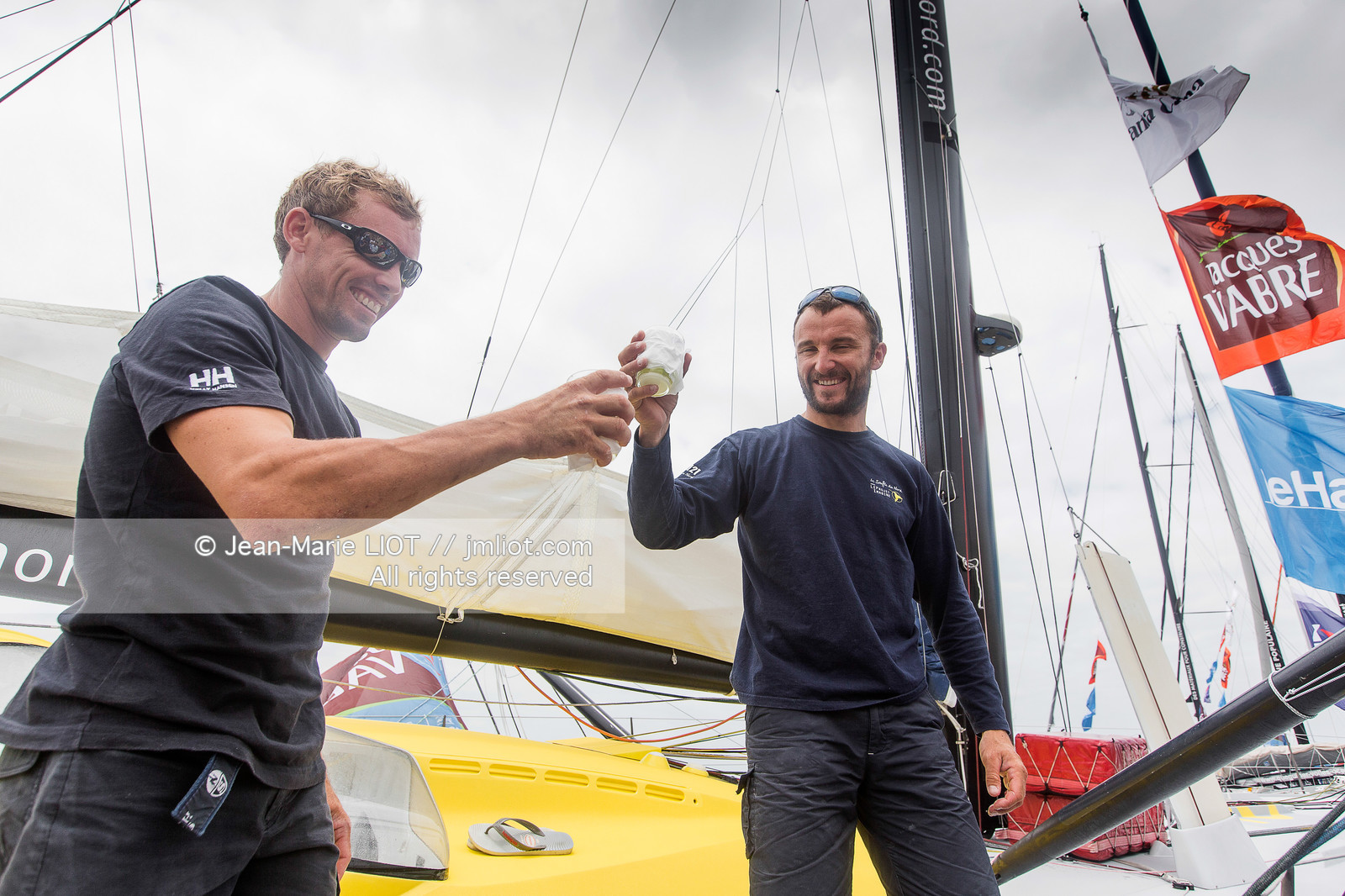 Itajaï (Brazil) le 12 November 2015, arrivée de Thomas Ruyant et Adrien Hardy à bord de l'imoca Le souffle du Nord. Photo © Jean-Marie Liot   DPPI.