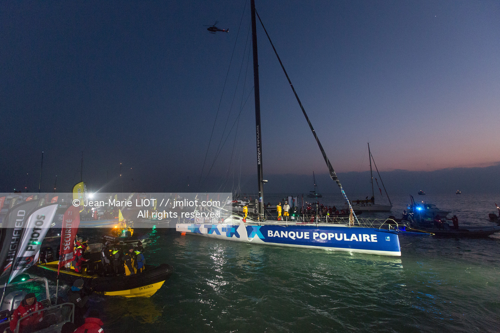 Les Sables d'Olonne, January 19, 2017 arrival of Armel Le Cléac'h (FR) skipper of the imoca Banque Populaire arrives 1st Vendee globe 2016-2017. Photo © Jean-Marie Liot   DPPI